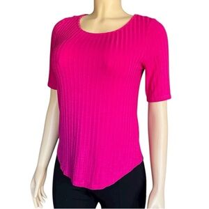 Apt. 9 Women's Fuchsia Ribbed Short Sleeve Top